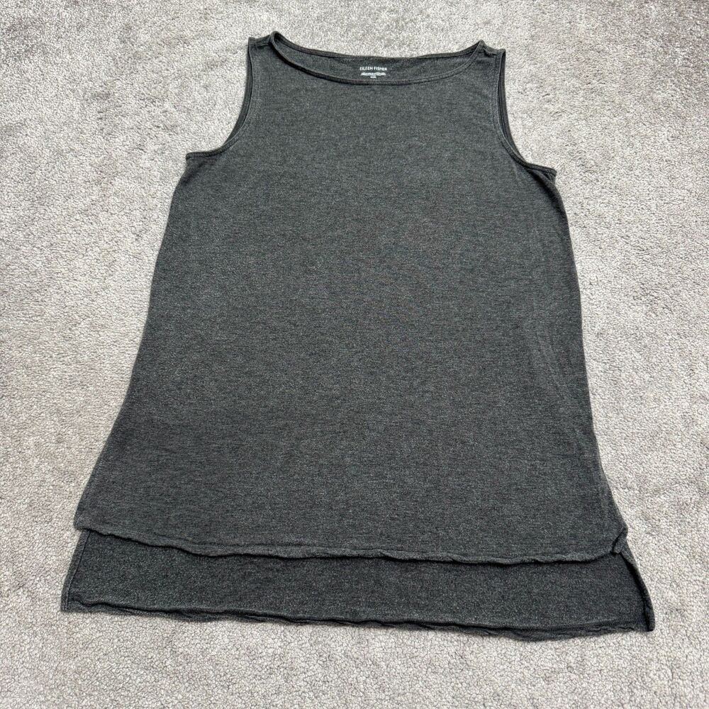 Eileen Fisher Tunic Dress Womens Medium Gray Sleeveless High Low Hem Pullover